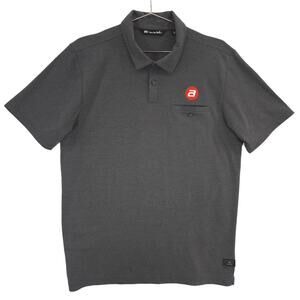 Travis Mathew Polo Mens L Gray Acieta Robotics Performance Short Sleeve Shirt